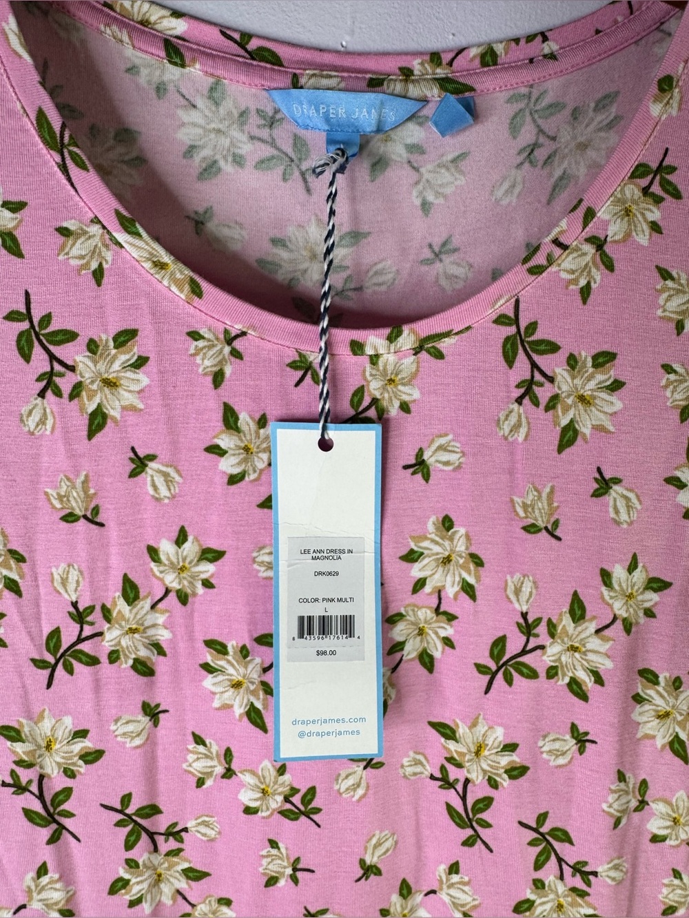Draper James Lee Ann Dress Pink Magnolia Floral Ruffle Puff Sleeve large New - Picture 4 of 7